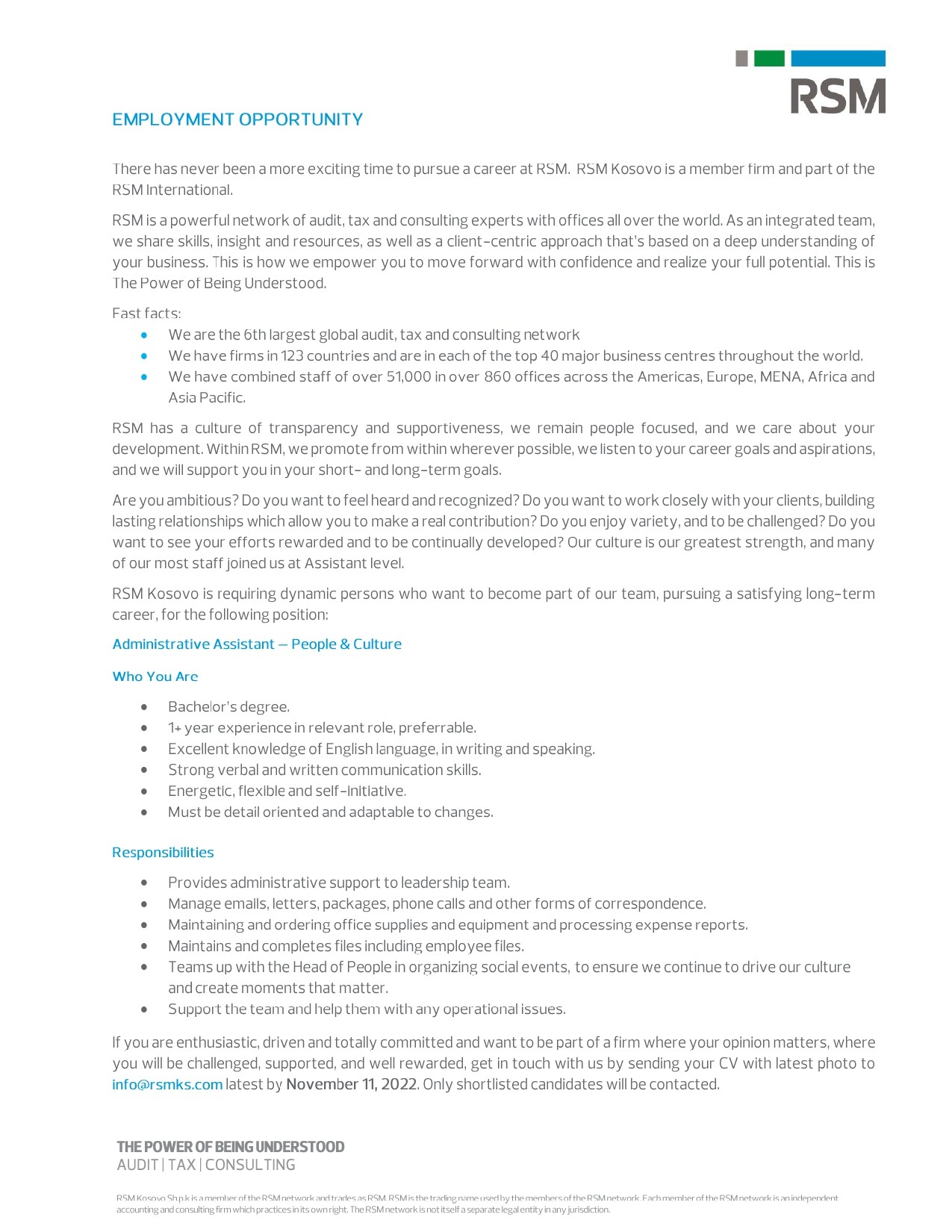 Administrative Assistant - People & Culture